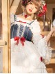 Weaving Star Snow White Series Multi Layered White Lace Red Bowknot Embellished Classic Lolita Long Sleeved Shirt