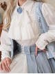 Miss Leisha Series White Ornate Pleated Trim Grace Lamb Shank Sleeve Button Decoration Pointed Neckline Classic Lolita Blouse