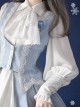 Miss Leisha Series White Ornate Pleated Trim Grace Lamb Shank Sleeve Button Decoration Pointed Neckline Classic Lolita Blouse