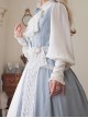 Miss Leisha Series White Ornate Pleated Trim Grace Lamb Shank Sleeve Button Decoration Pointed Neckline Classic Lolita Blouse