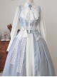 Miss Leisha Series Vintage Haze Blue Elegant White Lace Pearl Belt Slim Waist Suede Classic Lolita Vest