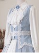 Miss Leisha Series Vintage Haze Blue Elegant White Lace Pearl Belt Slim Waist Suede Classic Lolita Vest