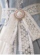 Miss Leisha Series Vintage Haze Blue Elegant White Lace Pearl Belt Slim Waist Suede Classic Lolita Vest
