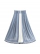 Miss Leisha Series Blue White Fluffy Beautiful Flounce Lace Gorgeous Embroidery Velvet Satin Classic Lolita Long Skirt