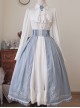 Miss Leisha Series Blue White Fluffy Beautiful Flounce Lace Gorgeous Embroidery Velvet Satin Classic Lolita Long Skirt