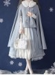 Miss Leisha Series Elegant Retro Haze Blue With White Fur Collar Autumn Winter Warm Classic Lolita Cloak