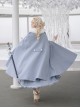 Miss Leisha Series Elegant Retro Haze Blue With White Fur Collar Autumn Winter Warm Classic Lolita Cloak