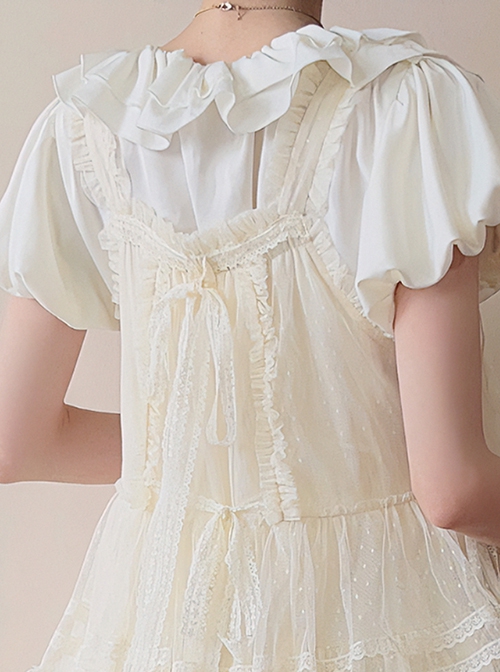 Forest Secret Series Summer Pure White Cute Chiffon Puff Sleeve Flounce Classic Lolita Short Sleeve Shirt