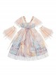 Golden Crow Starry Sky Autumn Water Series Chinese Style Light Pink Fairy White Lace Classic Lolita Separated Sleeves Dress JSK