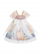 Golden Crow Starry Sky Autumn Water Series Chinese Style Light Pink Fairy White Lace Classic Lolita Separated Sleeves Dress JSK
