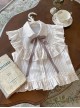 Flora Series Beautiful Flounce Brown Bowknot Tie Rose Embroidered Beige Striped Sweet Lolita Fly Sleeveless Shirt