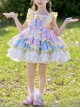 Yellow Pink Blue Simplicity Retro Style Spring Autumn Kids Cartoon Princess Fluffy Ruffles Bowknot Sweet Lolita  Sleeveless Dress