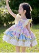 Yellow Pink Blue Simplicity Retro Style Spring Autumn Kids Cartoon Princess Fluffy Ruffles Bowknot Sweet Lolita  Sleeveless Dress