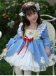 Autumn Winter Blue Cartoon Cute Three Dimensional Doll Flower Decoration Embroidered Duckling Sweet Lolita Kids Long Sleeves Dress