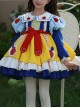 Autumn Winter Blue Yellow Snow White Princess Red Apple Print Bowknot Cosplay Sweet Lolita Kids Long Sleeves Dress
