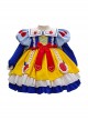 Autumn Winter Blue Yellow Snow White Princess Red Apple Print Bowknot Cosplay Sweet Lolita Kids Long Sleeves Dress