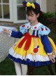 Autumn Winter Blue Yellow Snow White Princess Red Apple Print Bowknot Cosplay Sweet Lolita Kids Long Sleeves Dress