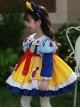 Autumn Winter Blue Yellow Snow White Princess Red Apple Print Bowknot Cosplay Sweet Lolita Kids Long Sleeves Dress