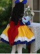 Autumn Winter Blue Yellow Snow White Princess Red Apple Print Bowknot Cosplay Sweet Lolita Kids Long Sleeves Dress