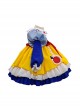 Autumn Winter Blue Yellow Snow White Princess Red Apple Print Bowknot Cosplay Sweet Lolita Kids Long Sleeves Dress