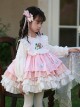 Autumn Winter Pink Floral Embroidery Heart Pattern Pink Plaid Bowknot Ruffle Sweet Lolita Kids Long Sleeves Dress