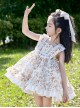 Autumn Winter Small Floral Ribbon Band Fluffy Ruffle Lace Sweet Lolita Kids Sleeveless Dress