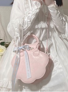 Small Shell Series Low Saturation Sea Fairy Tale Cute Delicate Pearl Polarized Ribbon Crossbody Sweet Lolita PU Handbag