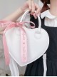 Little Loving Heart series Cute Delicate heart shape Polarized pink Ribbon Crossbody Sweet Lolita PU Handbag
