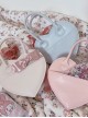 Little Loving Heart series Cute Delicate heart shape Polarized pink Ribbon Crossbody Sweet Lolita PU Handbag