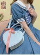 Little Loving Heart series Cute Delicate heart shape Polarized pink Ribbon Crossbody Sweet Lolita PU Handbag