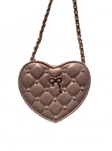 Little Wish Series Mini Delicate Polarized Pearl  Small Diamond Bowknot Argyle Pattern Crossbody Sweet Lolita PU Handbag