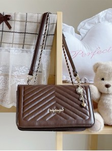 Love Treasure Series Girly Elegant Striped Daily Commute Pendant Classic Lolita PU Crossbody Chain Bag