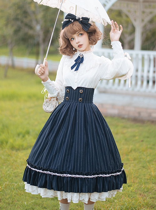 Rose Humanoid Series Vintage Elegant Chiffon Lace Ruffles Bowknot Tie Leg Of Mutton Sleeves Classic Lolita Long Sleeves Shirt