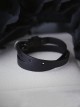 Gothic Punk Dark Style Black Double Layers Simple Daily Exquisite Imitate Leather Wrist Strap