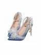 Gradual Change Flashing Gorgeous Adult Ceremony Pearl Lace Wedding Pointed Toe Thin High Heel Classic Lolita Shoes