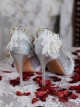 Gradual Change Flashing Gorgeous Adult Ceremony Pearl Lace Wedding Pointed Toe Thin High Heel Classic Lolita Shoes