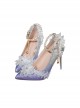 Gradual Change Flashing Gorgeous Adult Ceremony Pearl Lace Wedding Pointed Toe Thin High Heel Classic Lolita Shoes