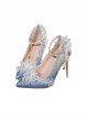 Gradual Change Flashing Gorgeous Adult Ceremony Pearl Lace Wedding Pointed Toe Thin High Heel Classic Lolita Shoes