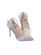 Gradual Change Flashing Gorgeous Adult Ceremony Pearl Lace Wedding Pointed Toe Thin High Heel Classic Lolita Shoes