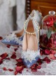 Gradual Change Flashing Gorgeous Adult Ceremony Pearl Lace Wedding Pointed Toe Thin High Heel Classic Lolita Shoes