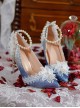 Gradual Change Flashing Gorgeous Adult Ceremony Pearl Lace Wedding Pointed Toe Thin High Heel Classic Lolita Shoes