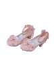Handmade Versatile Exquisite Gorgeous Pearl Lace Bowknots Golden Wire Metal Accessories Thick High Heel Classic Lolita Shoes