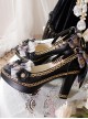 Handmade Versatile Exquisite Gorgeous Pearl Lace Bowknots Golden Wire Metal Accessories Thick High Heel Classic Lolita Shoes