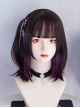 Black Brown Cute Sweet Cool Landmine Purple Hanging Ear Dyed Flat Cut Sideburns Neat Bangs Sweet Lolita Short Straight Wig