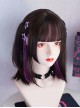 Black Brown Cute Sweet Cool Landmine Purple Hanging Ear Dyed Flat Cut Sideburns Neat Bangs Sweet Lolita Short Straight Wig