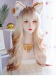 Beige Golden Brown Gradient Occident Subculture Daily Fluffy Neat Bangs Sweet Lolita Long Curly Wig