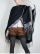 Autumn Winter Steampunk Style Grey Double Sides Thickened Imitation Wool Bronze Metal Buttons Warm Tassel Coat Shawl