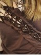 Steampunk Style Brown Western Fantasy Vintage Binding Band Bowknot Bronze Metal Buckle Half Finger Sleeves Gloves