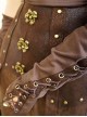 Steampunk Style Brown Western Fantasy Vintage Binding Band Bowknot Bronze Metal Buckle Half Finger Sleeves Gloves