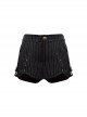 Black Steampunk Style White Thin Striped Copper Rivets Low Waist Summer Cool Concise Street Hot Short Pants